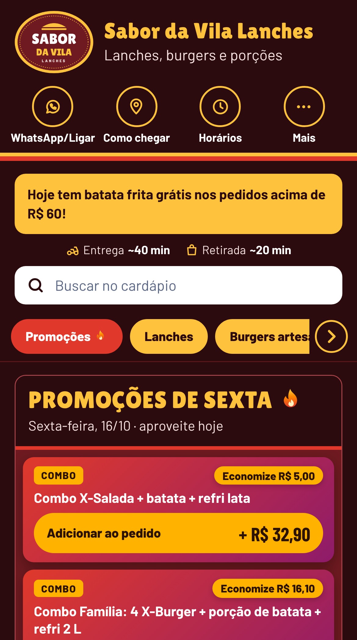 Tela inicial do app do cliente